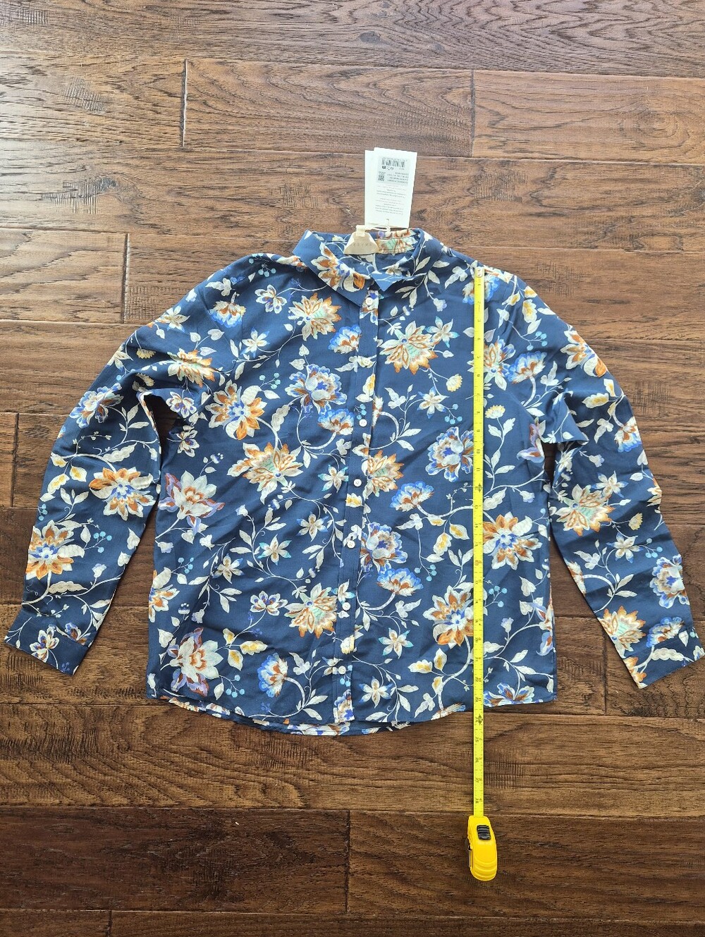 *NWT* [Sezane] Pierro Shirt in Marine Bloom, Size 38/6, Part Silk - Picture 2 of 12